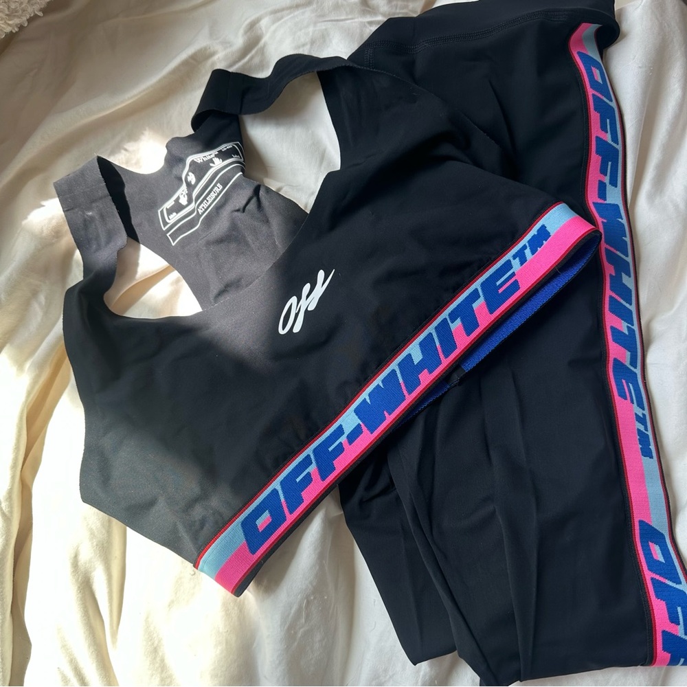 Off-White Black Set with Pink and Blue Accents